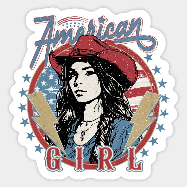 Vintage American Girl Sticker by Bowbina Designs